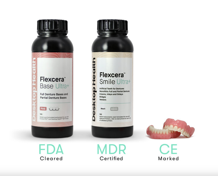 DESKTOP HEALTH INTRODUCES FLEXCERA BASE ULTRA+ DENTAL RESIN FOR ENHANCED 3D PRINTED DENTURES